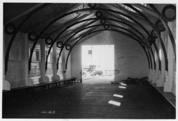View of the interior of shelter shed on pier Queenscliff, October 1981-1986.  Source: SLV (jc013262)